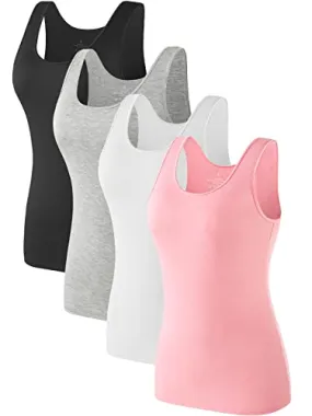 Air Curvey 3 Pcs Tank Tops for Women Sleeveless Top Basic Layering Tanks Undershirt Black White Pink M