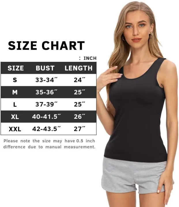 Air Curvey 3 Pcs Tank Tops for Women Sleeveless Top Basic Layering Tanks Undershirt Black White Pink M