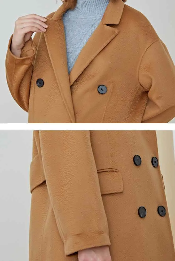 Classic Double-Breasted Reversible Cashmere Wool Long Coat