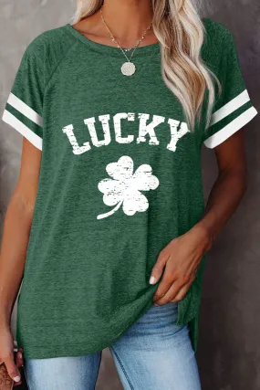 Clover Striped Short Sleeve "Lucky" Tee