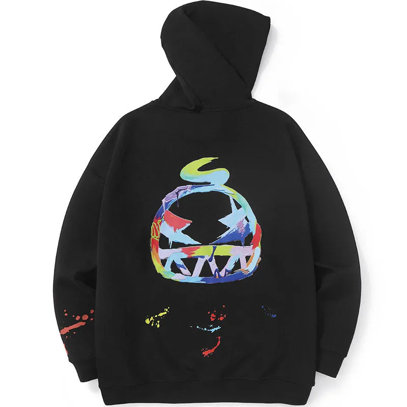 Cozy Style Pocket Print Couple Hoodies