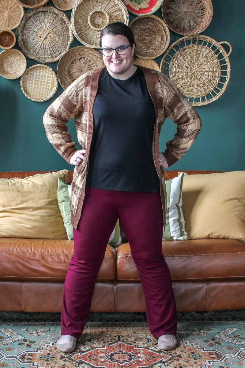 Curvy Comfy Work Pant, Wine