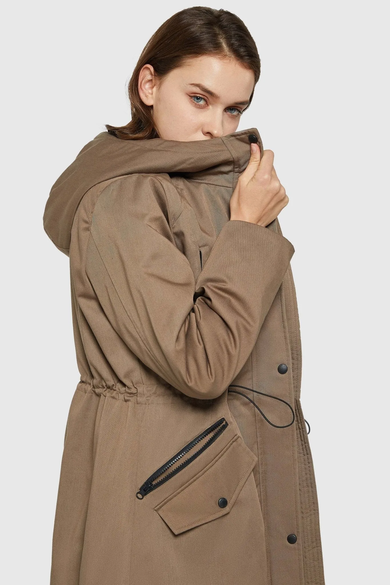 Drawstring Waist Fleece-Lined Parka