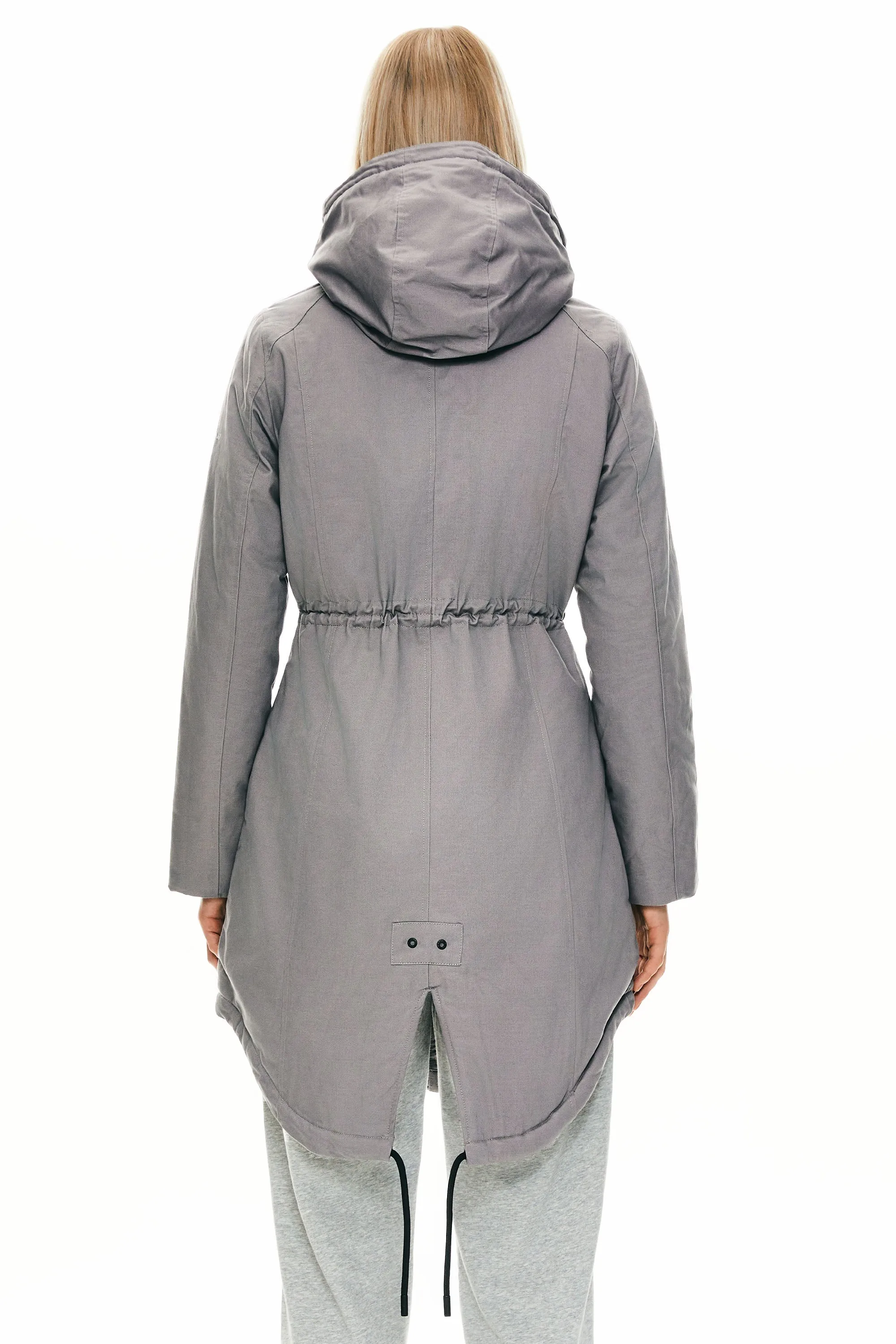 Drawstring Waist Fleece-Lined Parka