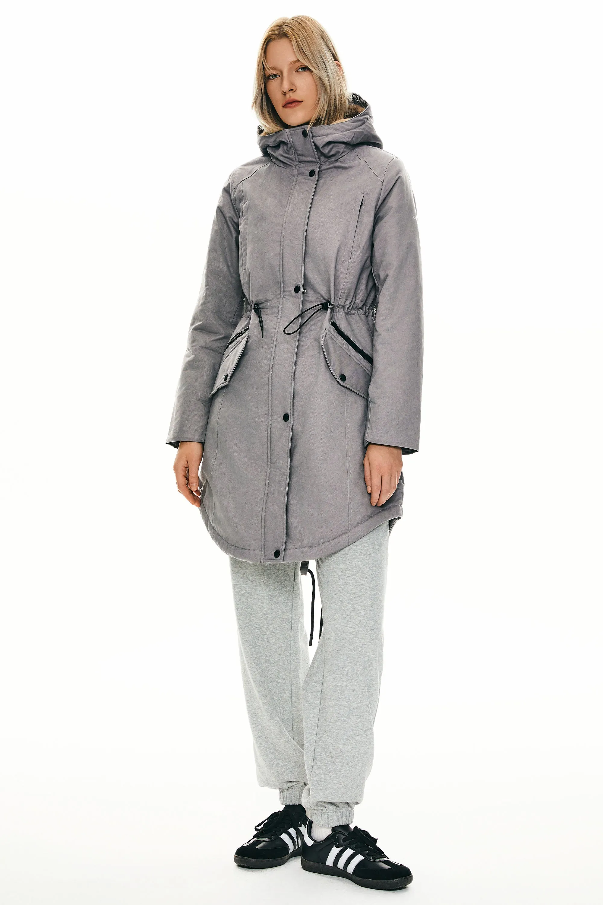 Drawstring Waist Fleece-Lined Parka