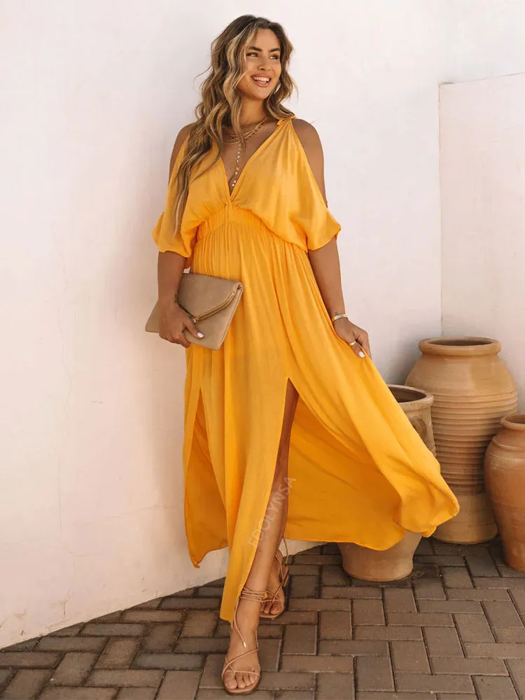 FashionSierra - Summer Elegant Solid Color Beach Wear Maxi Dresses