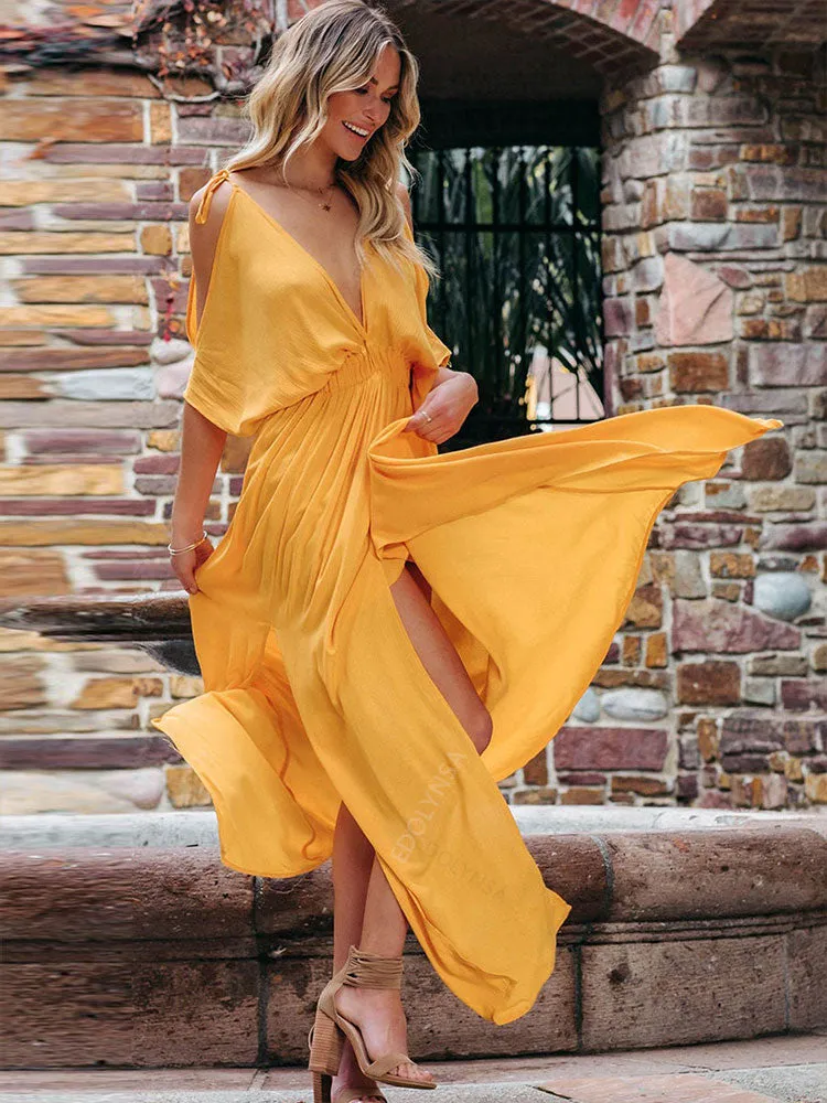 FashionSierra - Summer Elegant Solid Color Beach Wear Maxi Dresses