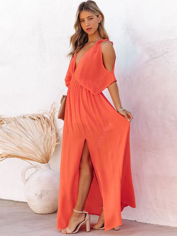 FashionSierra - Summer Elegant Solid Color Beach Wear Maxi Dresses