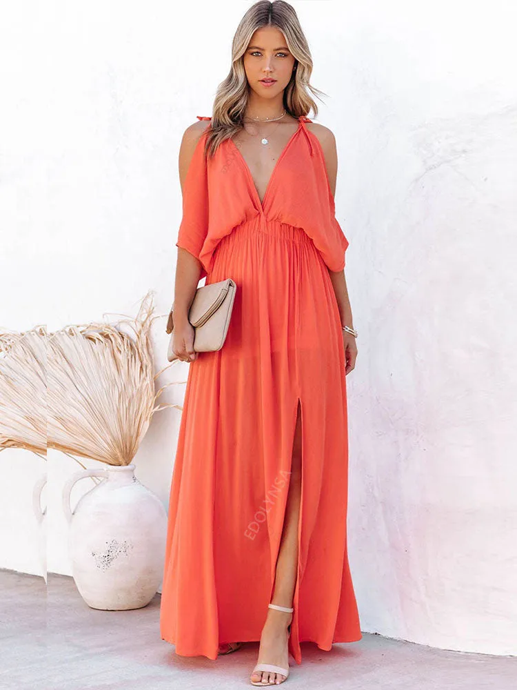 FashionSierra - Summer Elegant Solid Color Beach Wear Maxi Dresses