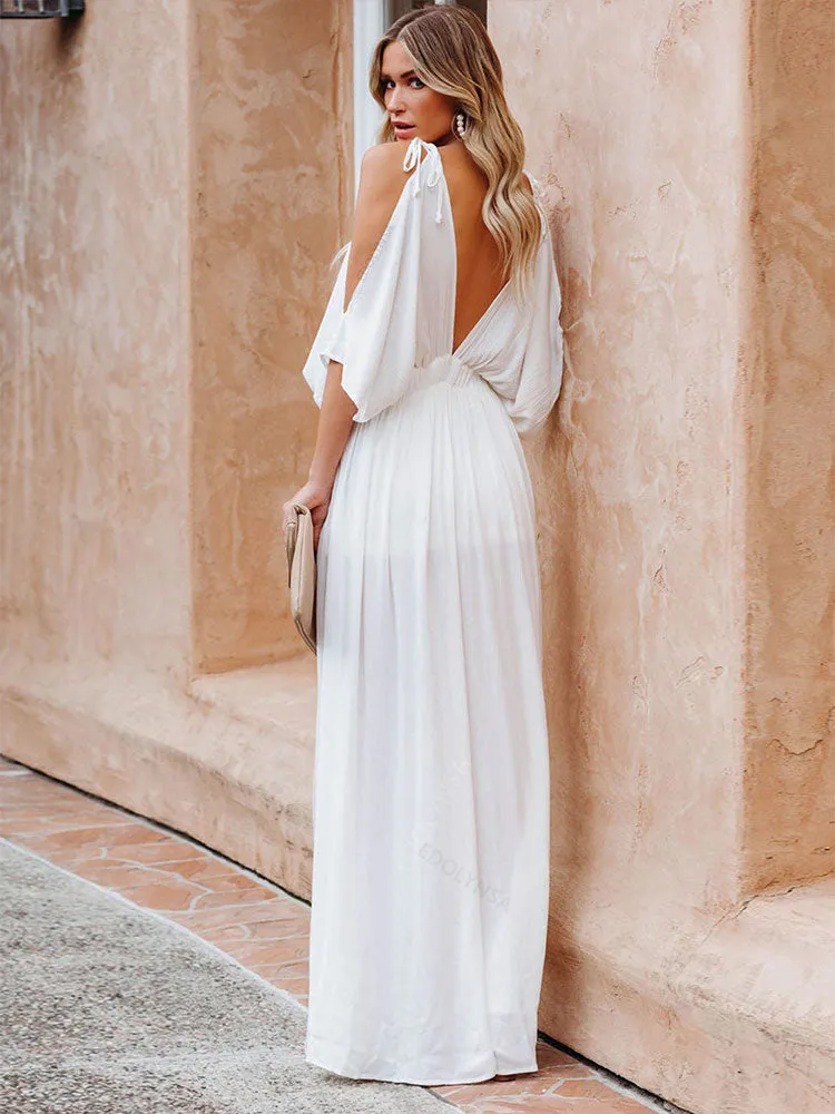 FashionSierra - Summer Elegant Solid Color Beach Wear Maxi Dresses