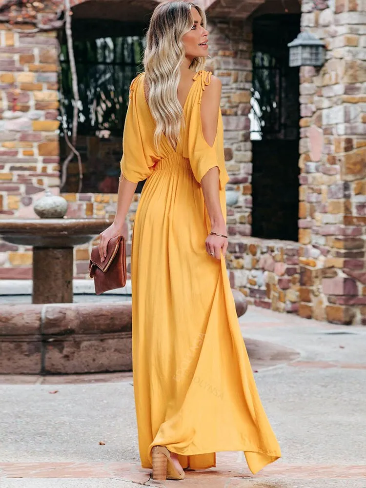 FashionSierra - Summer Elegant Solid Color Beach Wear Maxi Dresses