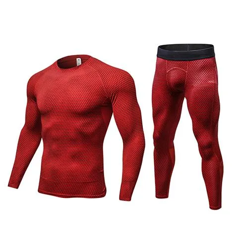 Fitness Tight Sport Suit Men Long Sleeve Shirt  Pant Men's Running Set Compression Gym Clothing Quick Dry Men's Sportswear