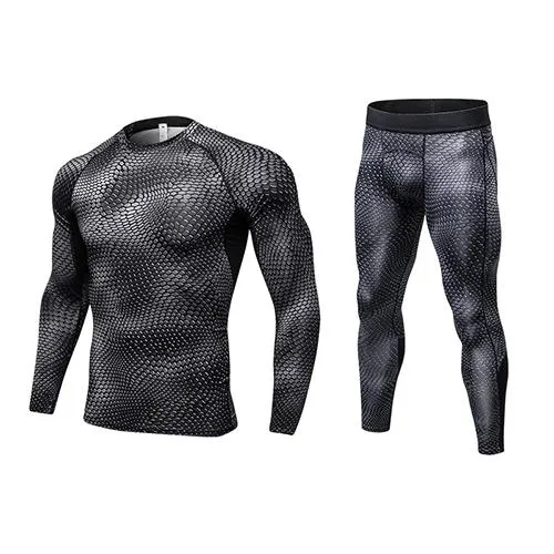 Fitness Tight Sport Suit Men Long Sleeve Shirt  Pant Men's Running Set Compression Gym Clothing Quick Dry Men's Sportswear