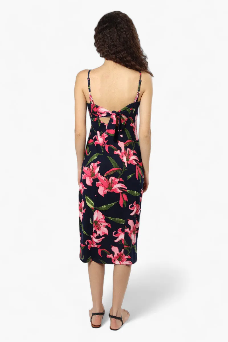 Impress Floral Front Slit Maxi Dress - Navy