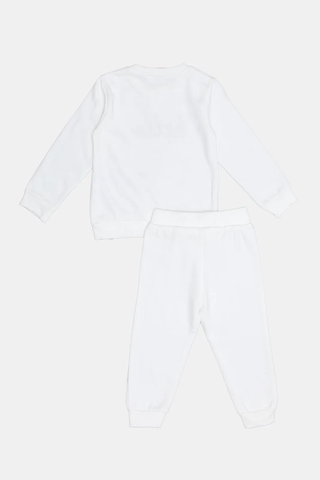 Infant Girls Ivory Printed Embellished Active Jog Suit (2 Piece)