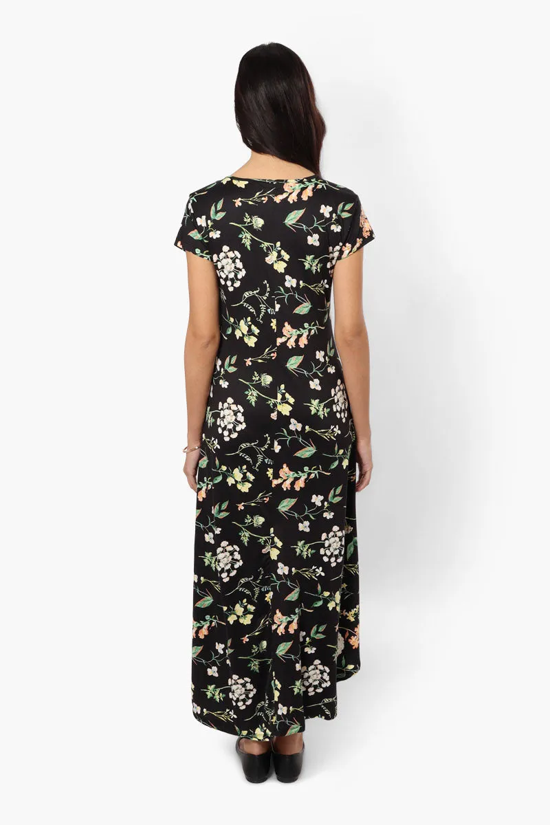 International INC Company Floral High Low Maxi Dress - Black