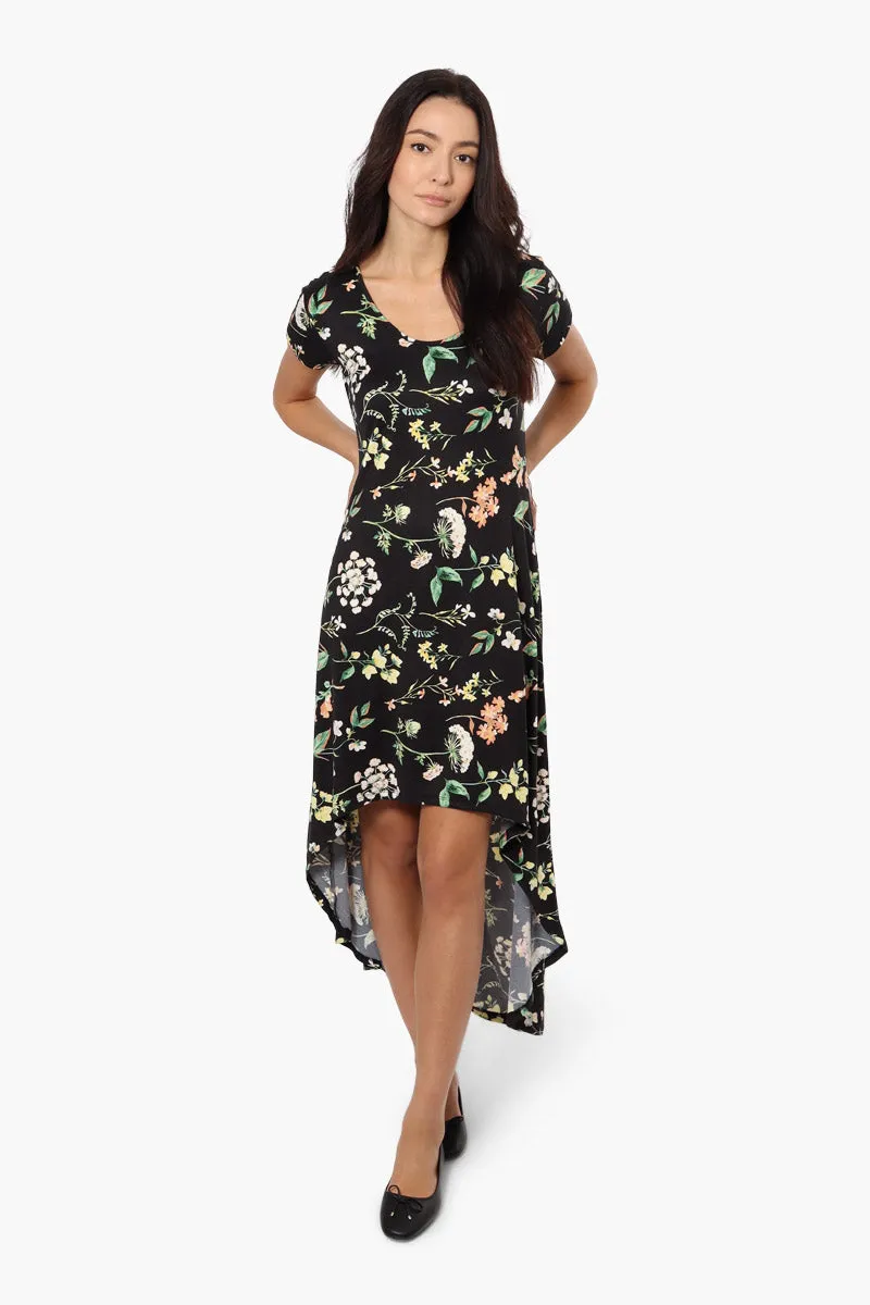 International INC Company Floral High Low Maxi Dress - Black