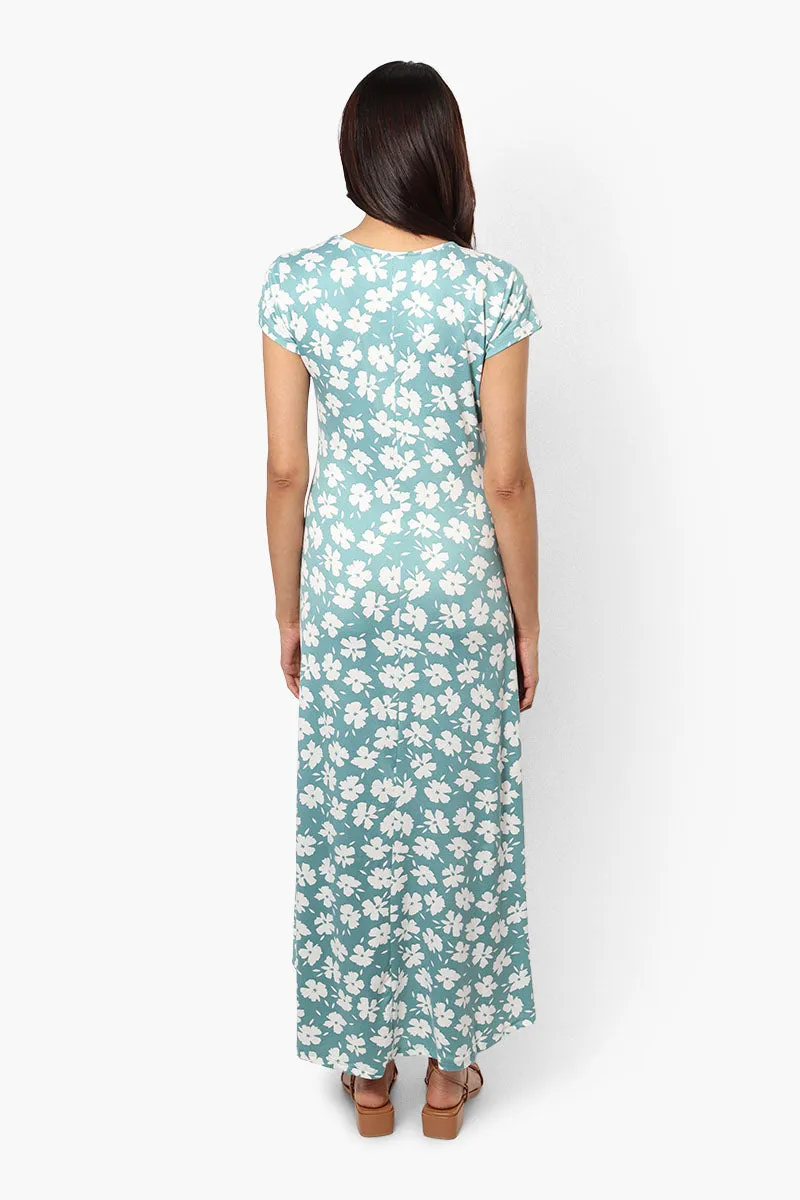 International INC Company Patterned High Low Maxi Dress - Teal