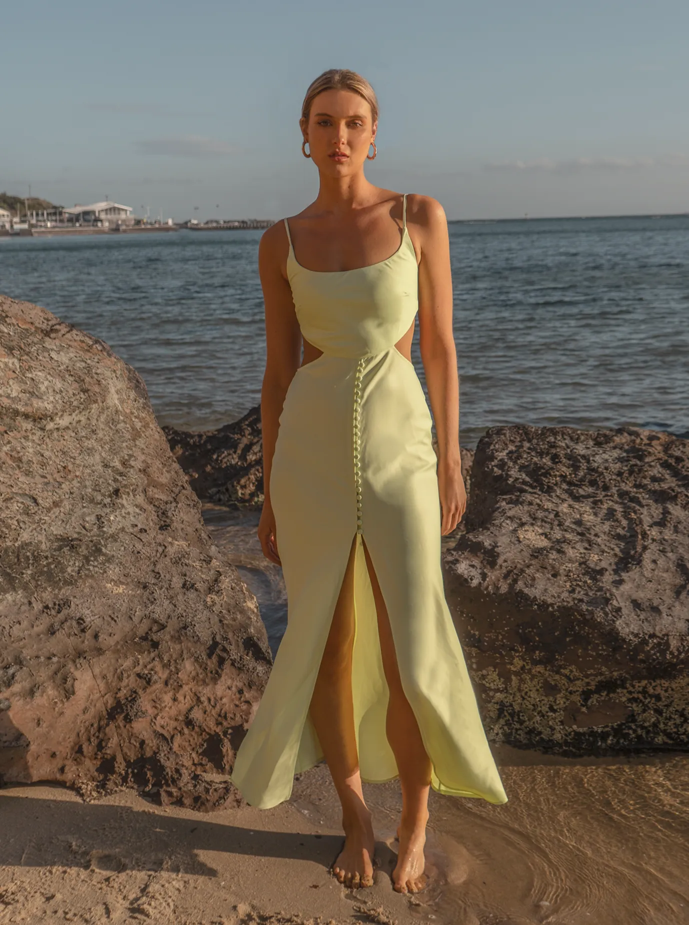 Jasmine Cut Out Maxi Dress- Lime