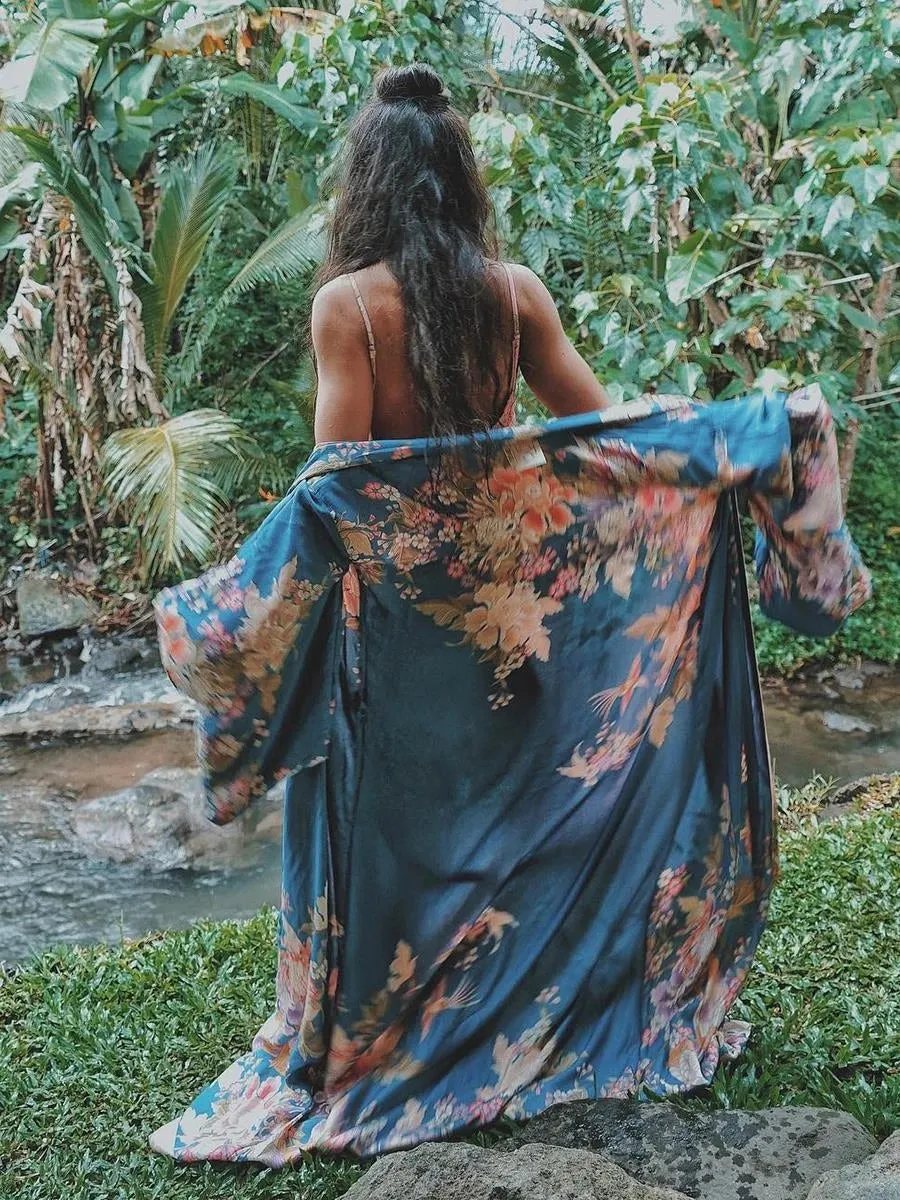 Kaftan Bohemian Printed Summer Dress Long Kimono Tunic Women Plus Size Beach Wear Swim Suit Cover Up Robe De Plage A140