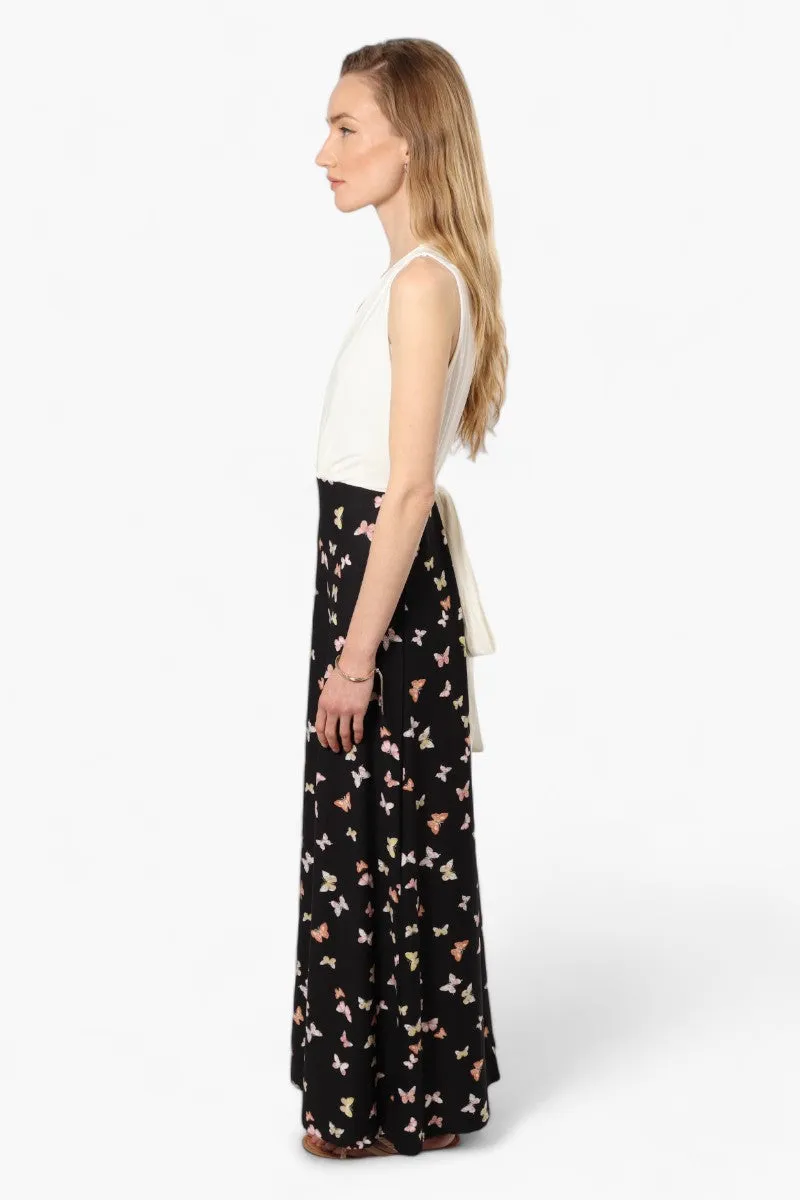 Limite Butterfly Sleeveless Crossover Maxi Dress - Black