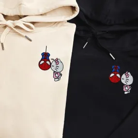 Matching Couple Hoodies - Kitten Kissing Spider Custom Embroidered Sweatshirts For Couples