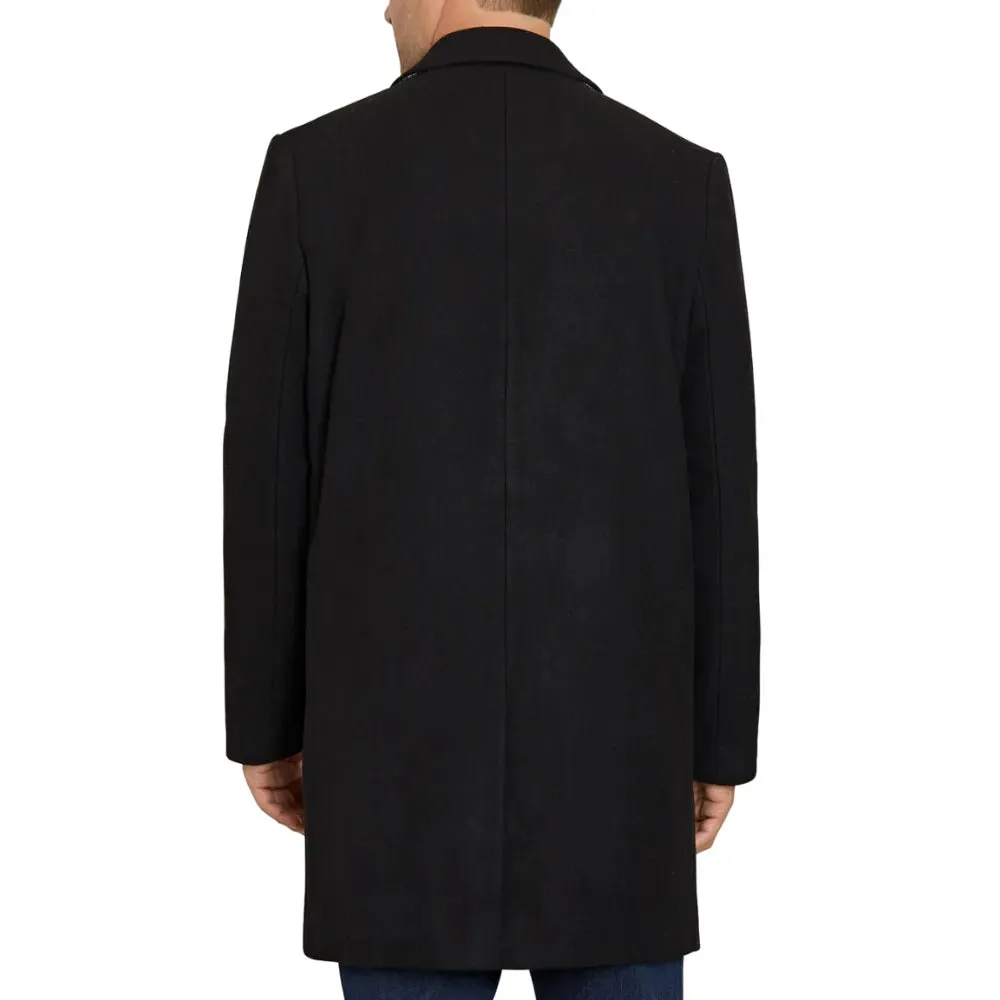 Mens Single Breasted Black Wool Coat