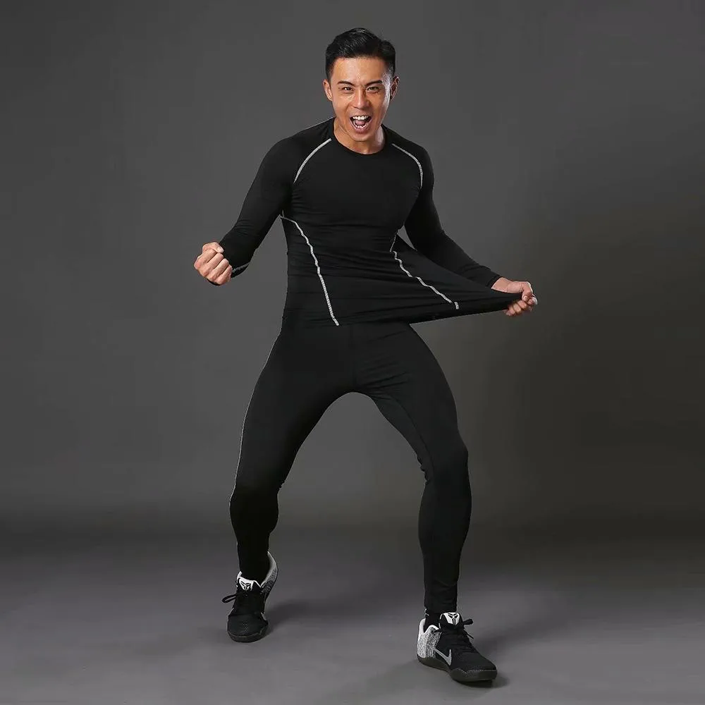 Men's Sportswear Compression Suits Training Clothing Set Training Jogging Sports Running Workout Gym Tights Dry Fit Plus Size