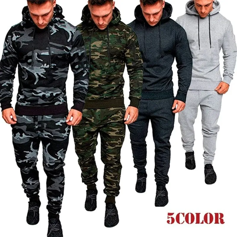 Men's Tracksuits Sports Wear Camo Jogging Suits Hooded Tracksuit