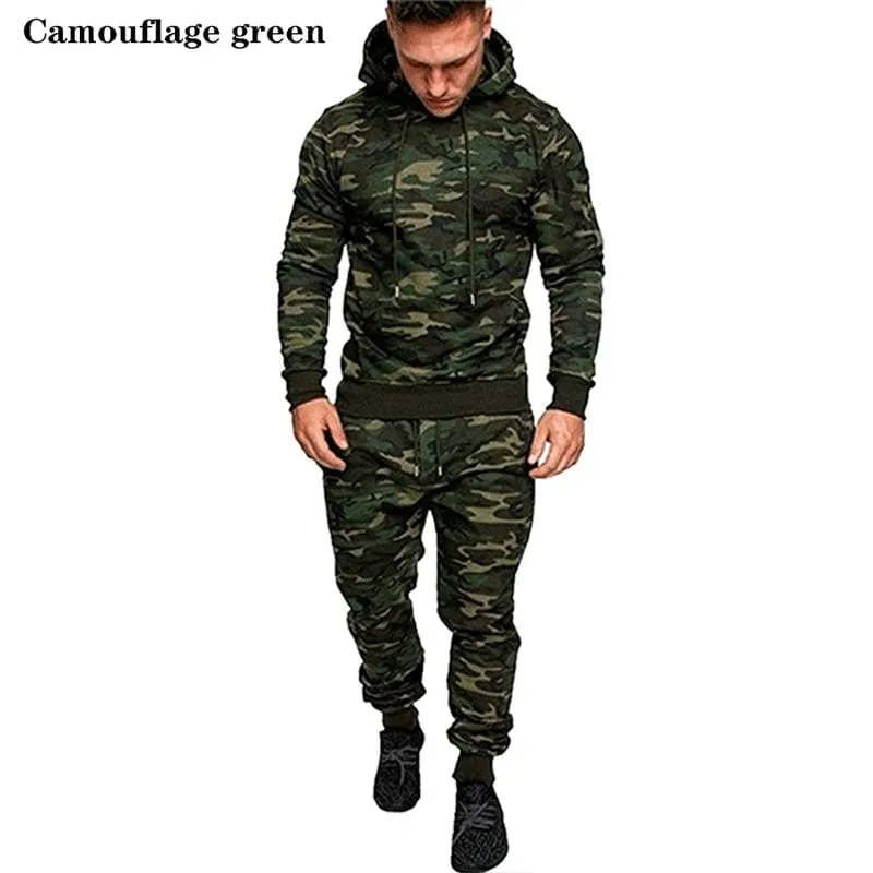 Men's Tracksuits Sports Wear Camo Jogging Suits Hooded Tracksuit