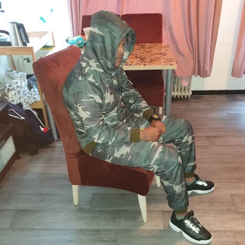 Men's Tracksuits Sports Wear Camo Jogging Suits Hooded Tracksuit