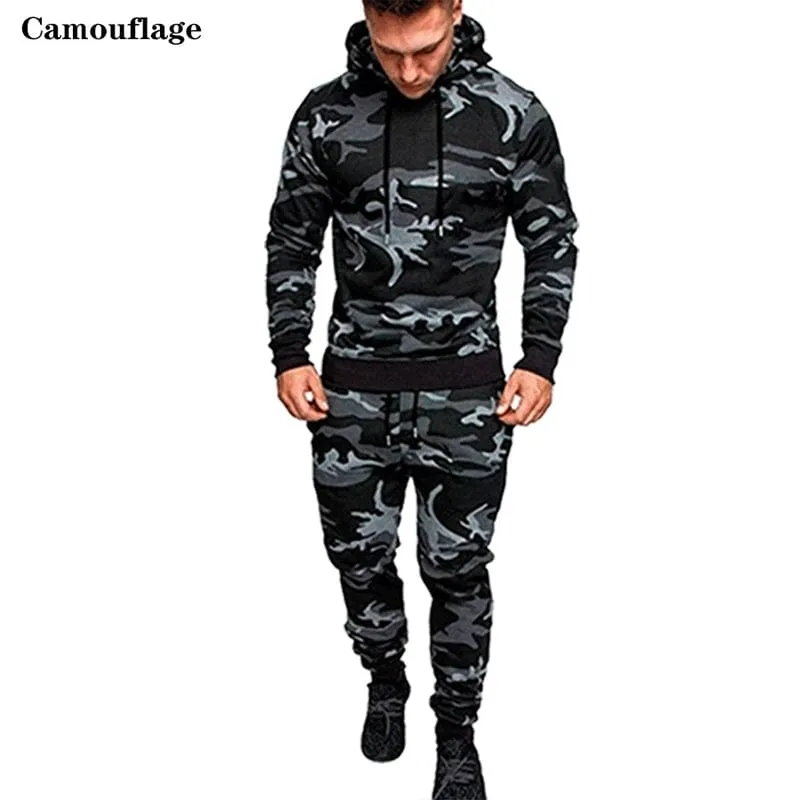 Men's Tracksuits Sports Wear Camo Jogging Suits Hooded Tracksuit