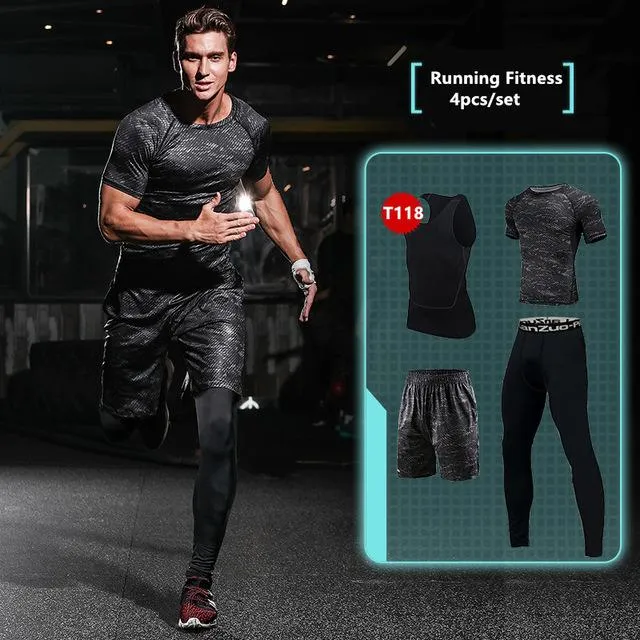 New Compression Men's Sport Suits Quick Dry Running sets Clothes Sports