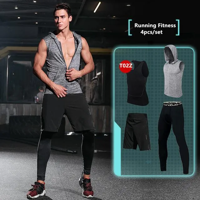 New Compression Men's Sport Suits Quick Dry Running sets Clothes Sports