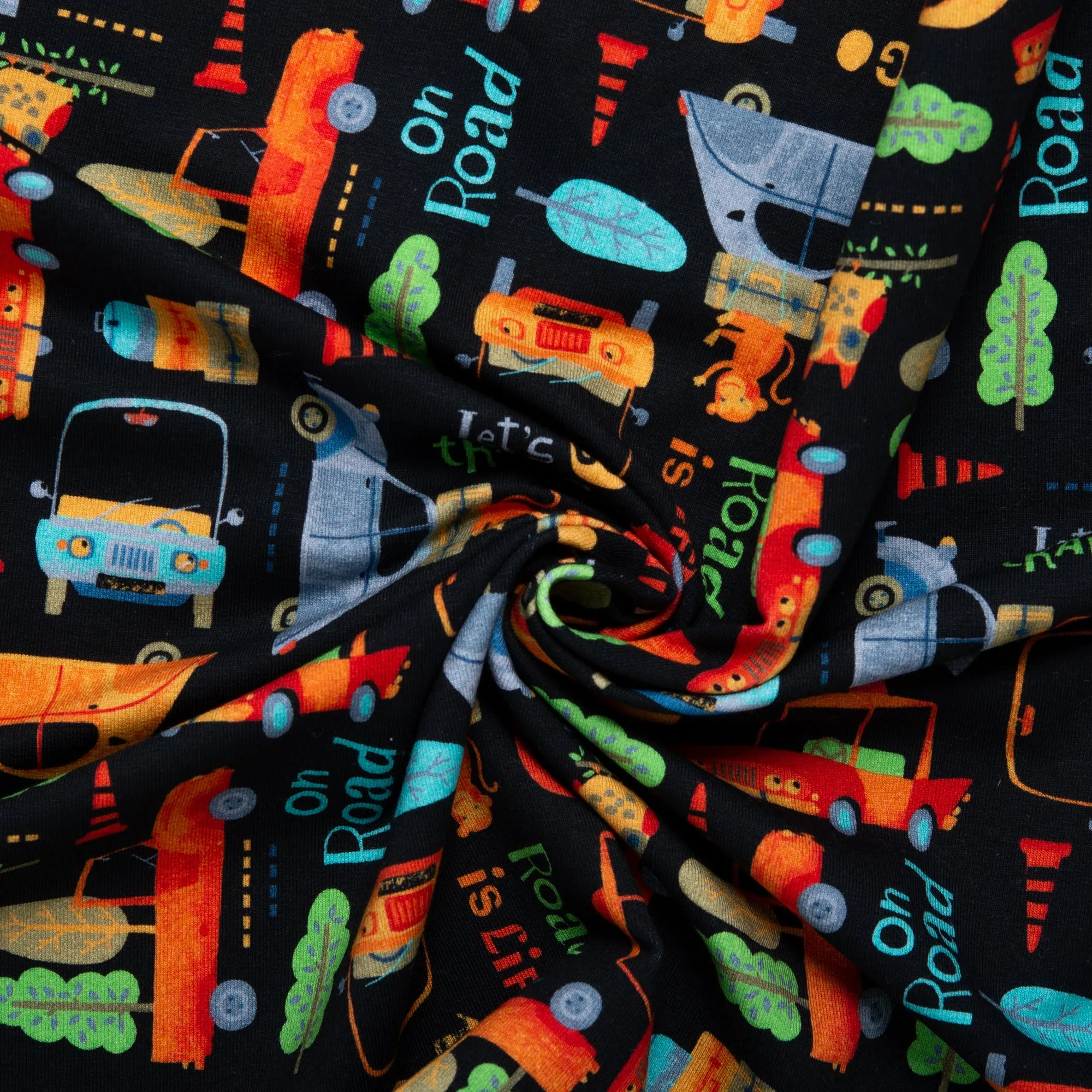 ORGANIC Printed Sweatshirt Fleece - GOTS - Cars - Black