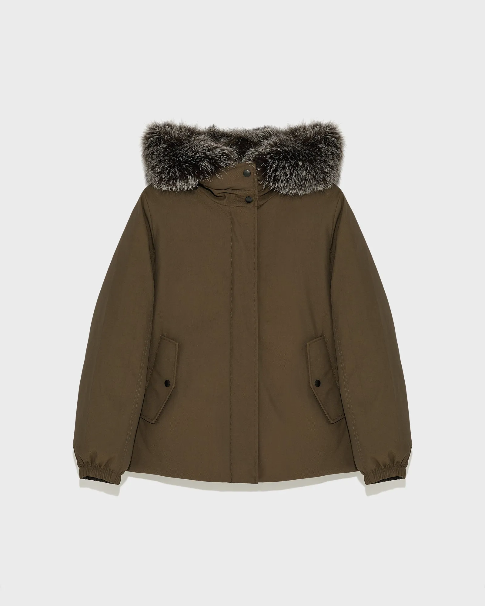 Performance jacket with fox fur trim