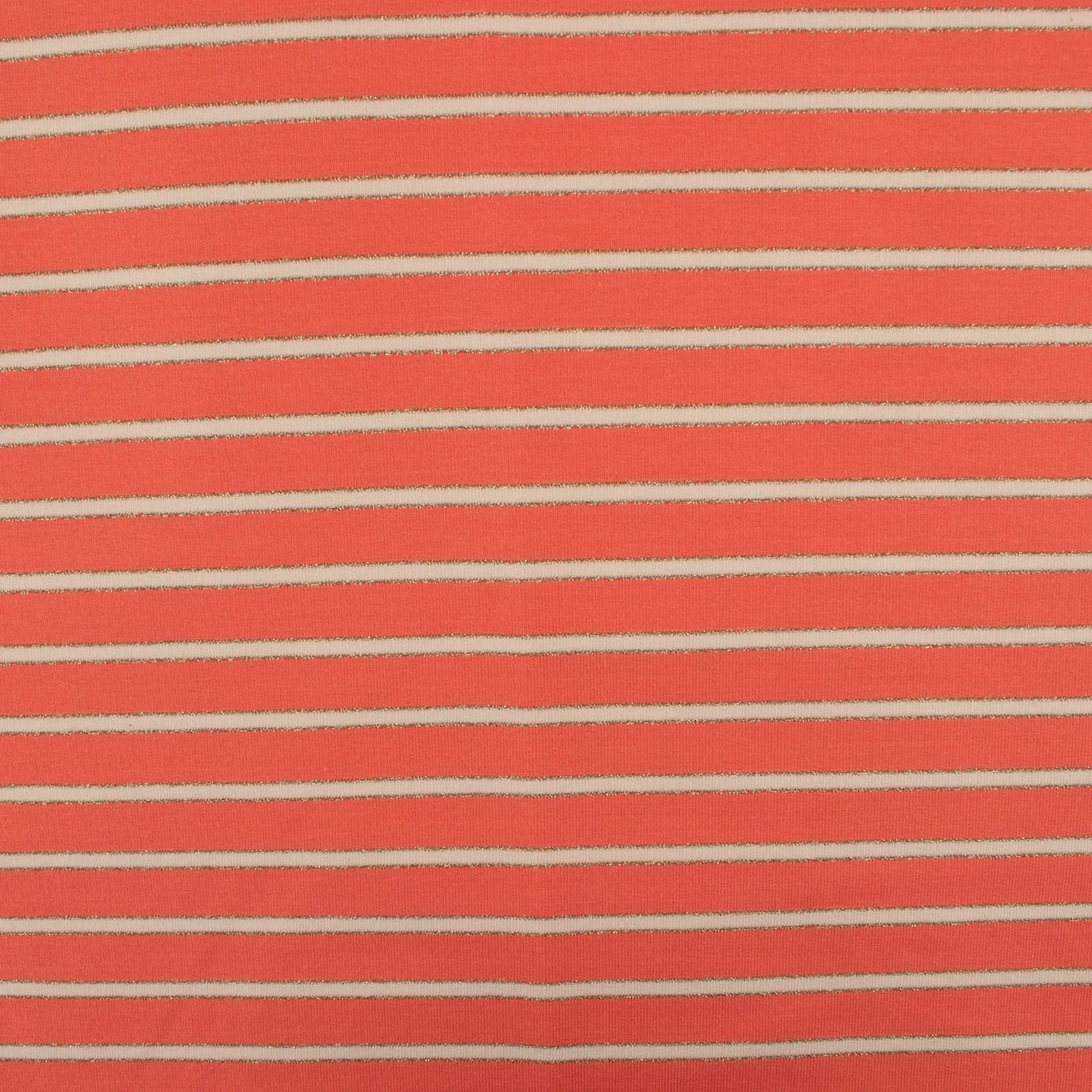 Printed Sweatshirt Fleece - FANTASMIC - Stripes - Coral