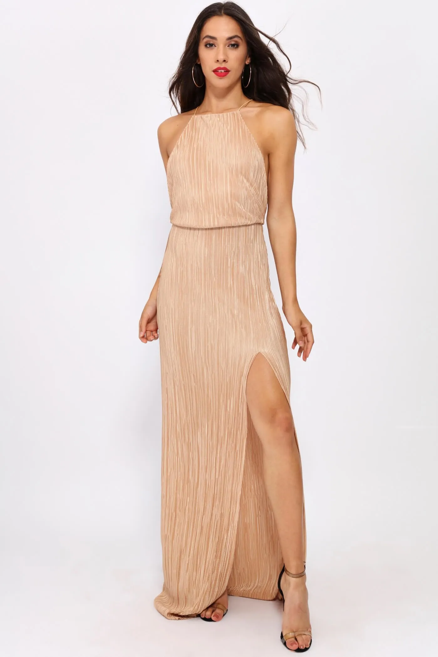 Stone Pleated Maxi Dress