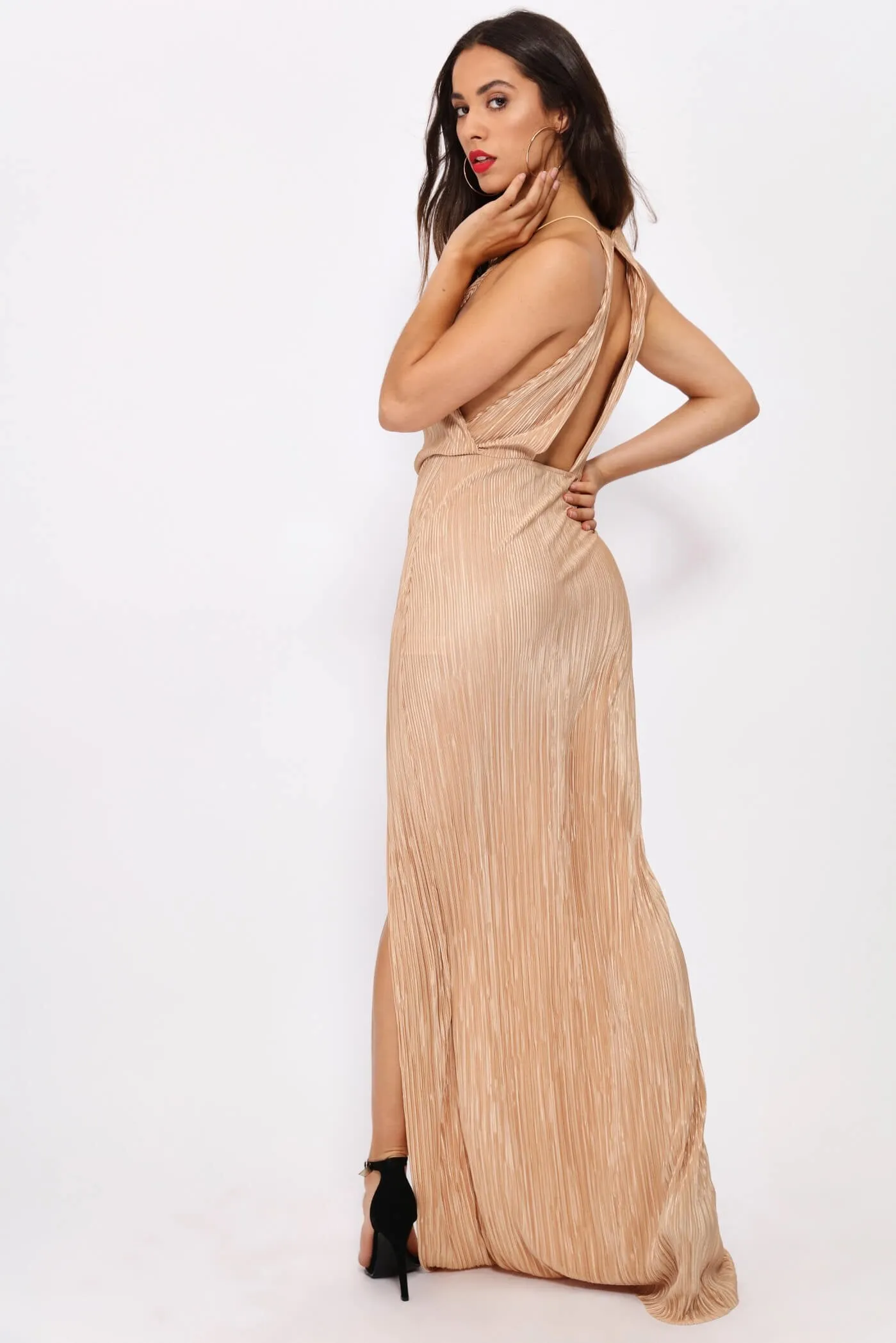 Stone Pleated Maxi Dress