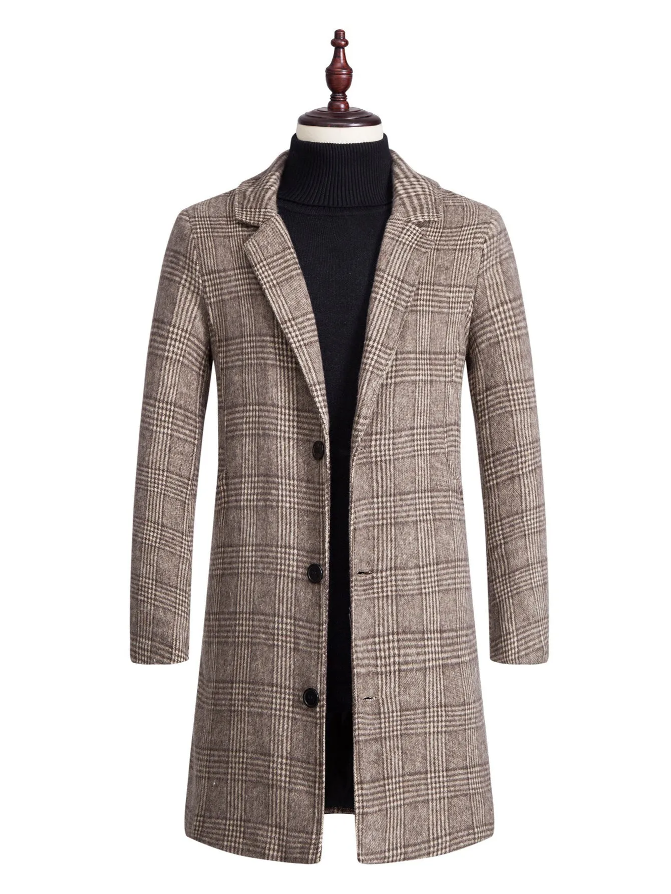 Timeless Sophistication: Men's Loose-Fit Lapel Trench Coat in Premium Wool Blend