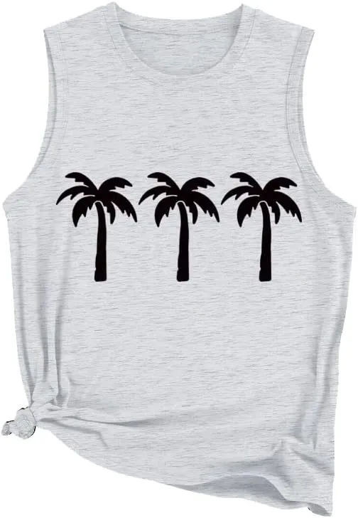 Women Palm Tree Tank Summer Girls Trip Beach Shirt