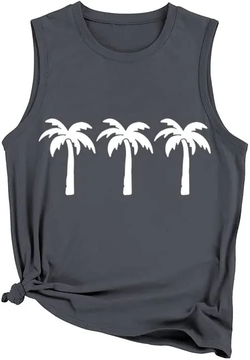 Women Palm Tree Tank Summer Girls Trip Beach Shirt