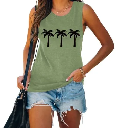 Women Palm Tree Tank Summer Girls Trip Beach Shirt