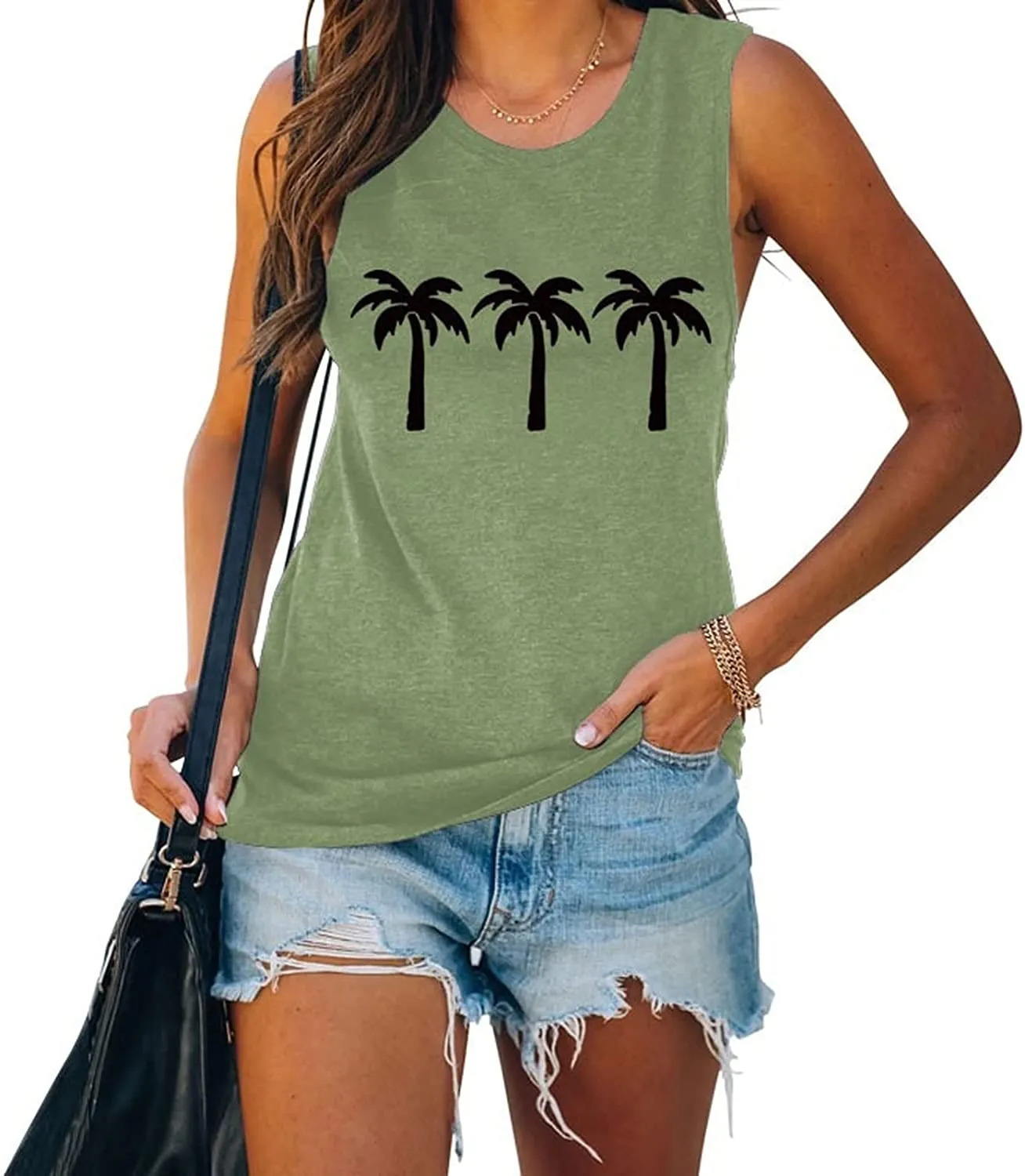 Women Palm Tree Tank Summer Girls Trip Beach Shirt