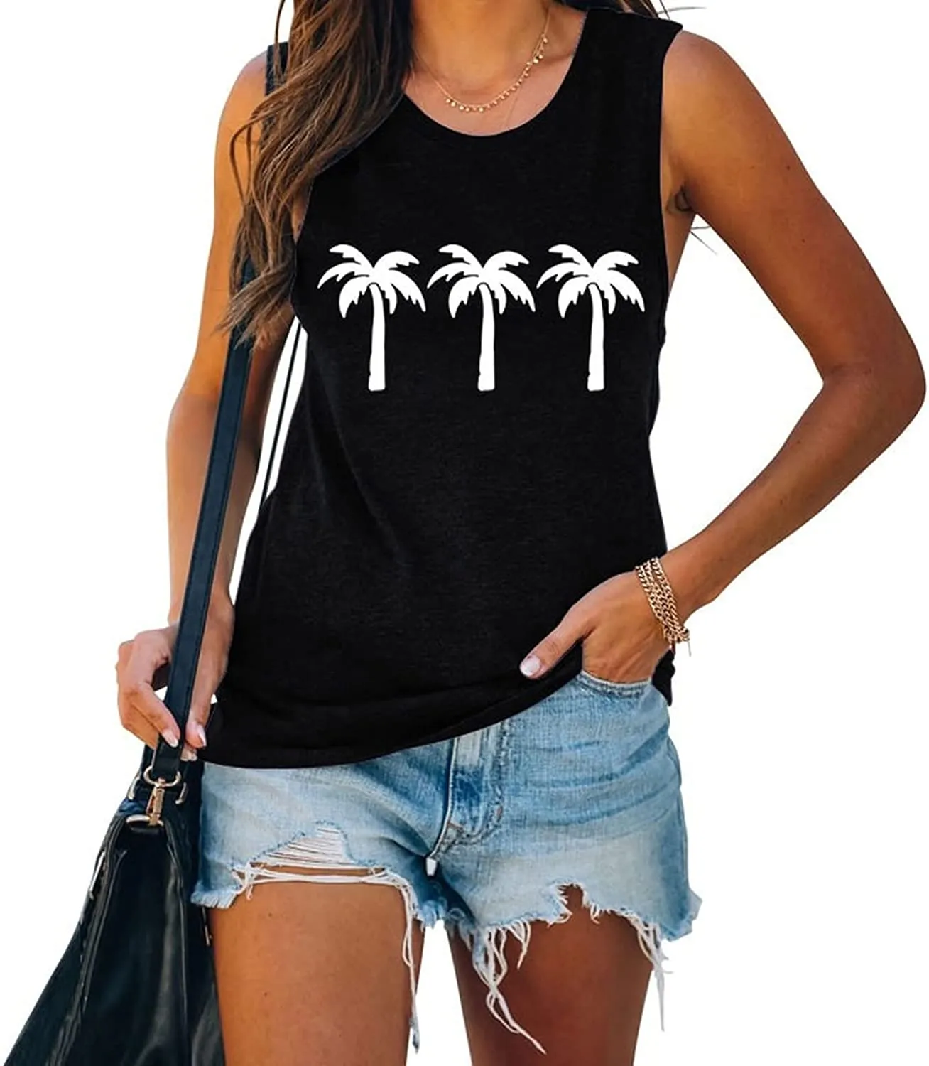 Women Palm Tree Tank Summer Girls Trip Beach Shirt