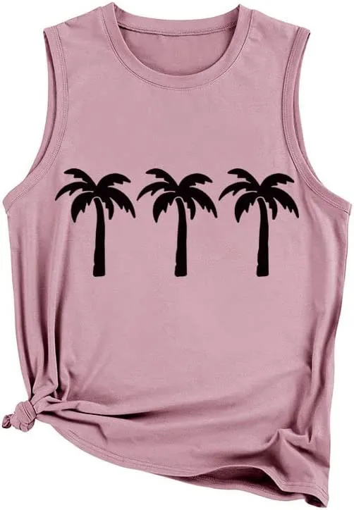 Women Palm Tree Tank Summer Girls Trip Beach Shirt