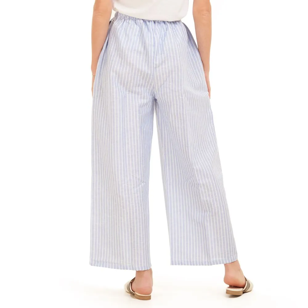 Women summer wide leg pants Light blue stripes