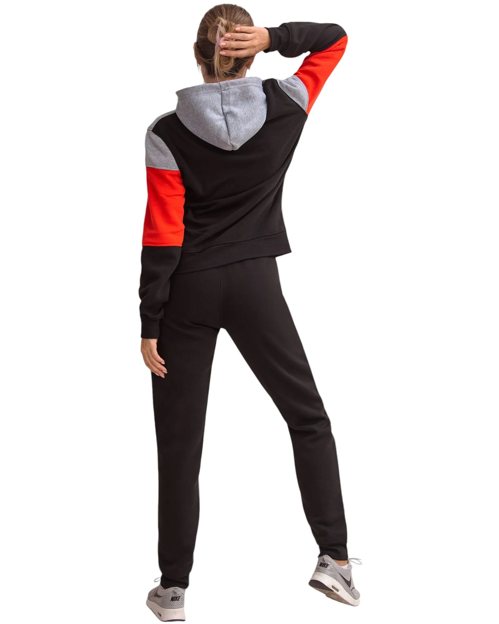 Women's ColorBlock Fleece SweatJacket and Jogger Sweatpants 2-Piece Fleece Suit