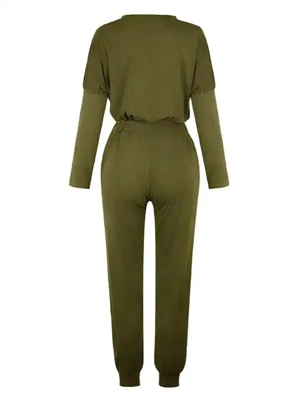 Women’s Loose Solid Color Long Sleeve Casual Suit