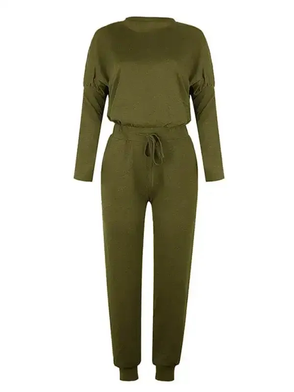 Women’s Loose Solid Color Long Sleeve Casual Suit